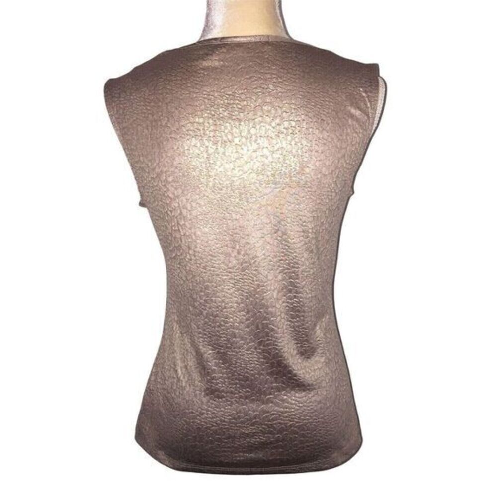 ny collection Women's Sleeveless Top Size S Brown Gold Shiny‎ - Picture 7 of 12